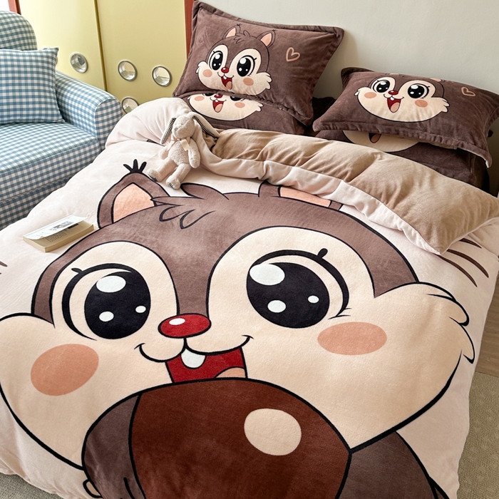 91家纺网 家纺一手货源 找家纺 （总）赛丽雅 2025年新款秋冬卡通大版牛奶绒四件套