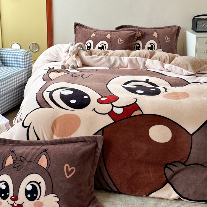 91家纺网 家纺一手货源 找家纺 （总）赛丽雅 2025年新款秋冬卡通大版牛奶绒四件套