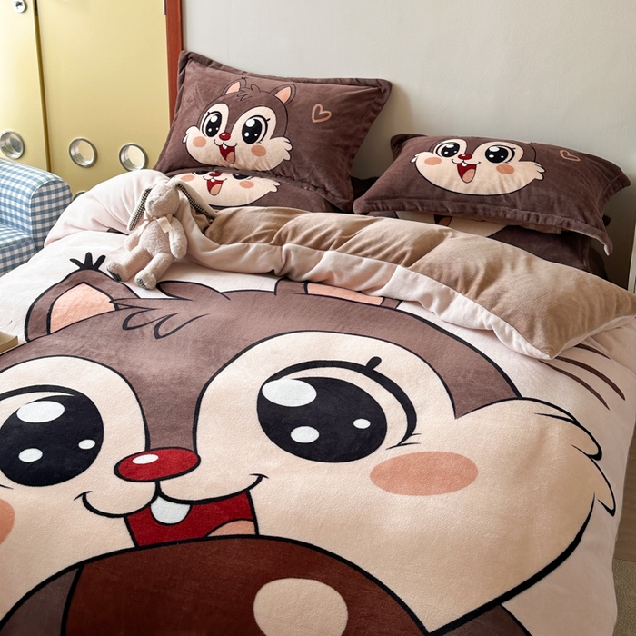 91家纺网 家纺一手货源 找家纺 （总）赛丽雅 2025年新款秋冬卡通大版牛奶绒四件套