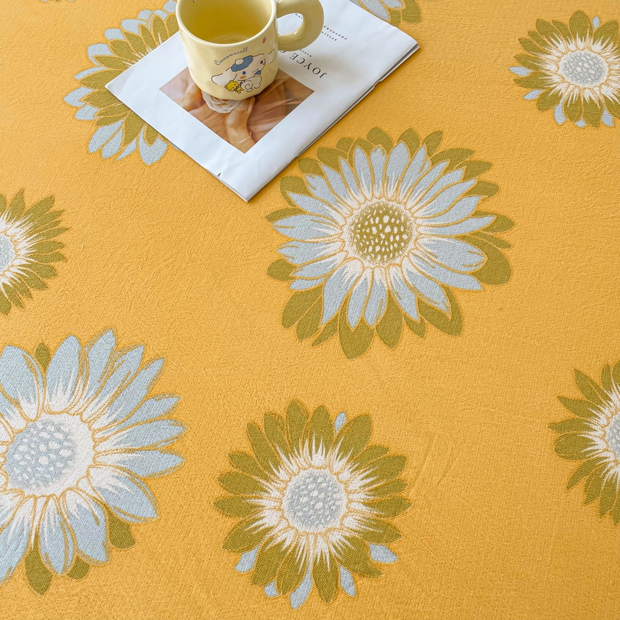 91家纺网 家纺一手货源 找家纺 棉乐町家居 2025新款木棉双层纱印花床笠 向阳花-桔黄