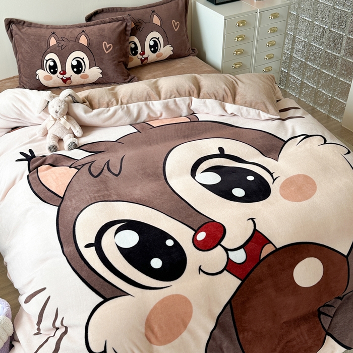 91家纺网 家纺一手货源 找家纺 （总）赛丽雅 2025年新款秋冬卡通大版牛奶绒四件套