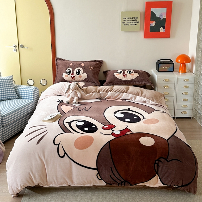 91家纺网 家纺一手货源 找家纺 （总）赛丽雅 2025年新款秋冬卡通大版牛奶绒四件套