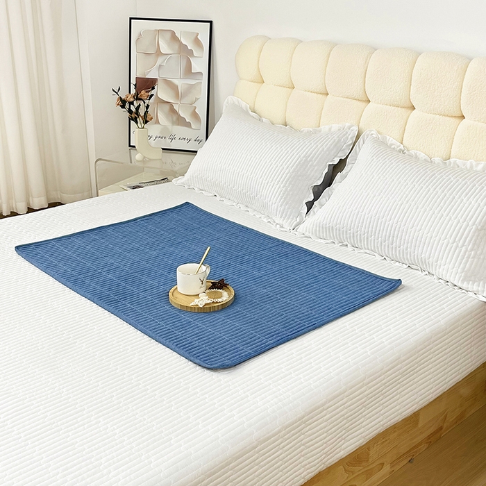 拾小柒 2025新款纯色全棉色织水洗棉防水隔脏姨妈垫护理垫 牛仔蓝 防水