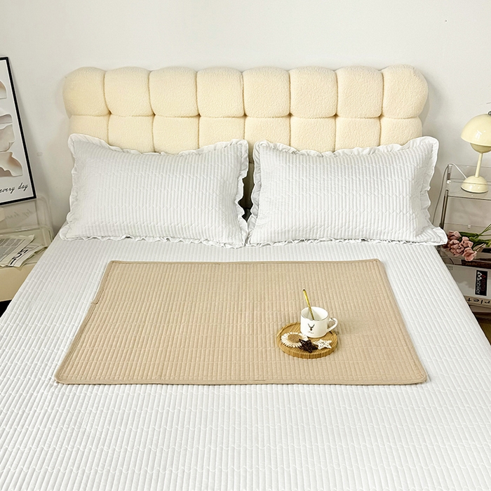 91家纺网 家纺一手货源 找家纺 拾小柒 2025新款纯色全棉色织水洗棉防水隔脏姨妈垫护理垫 卡其色 防水