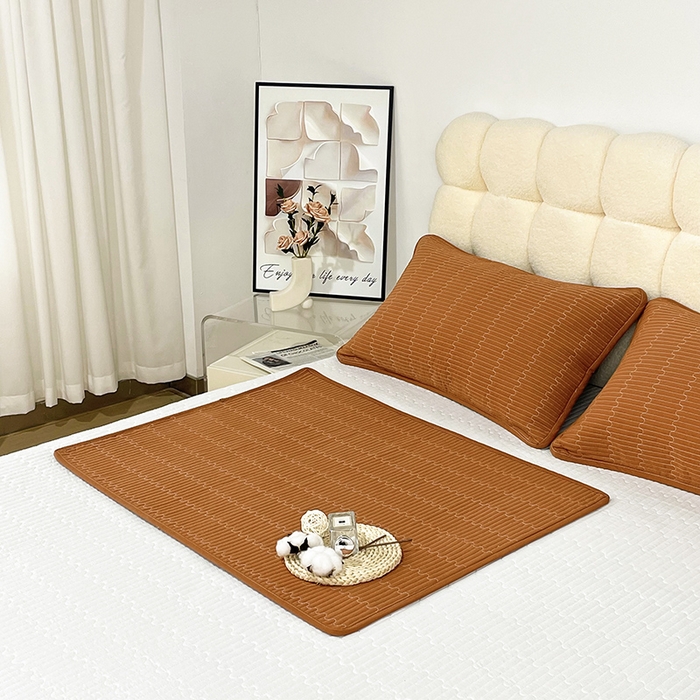 91家纺网 家纺一手货源 找家纺 拾小柒 2025新款纯色全棉色织水洗棉防水隔脏姨妈垫护理垫 焦糖色 不防水