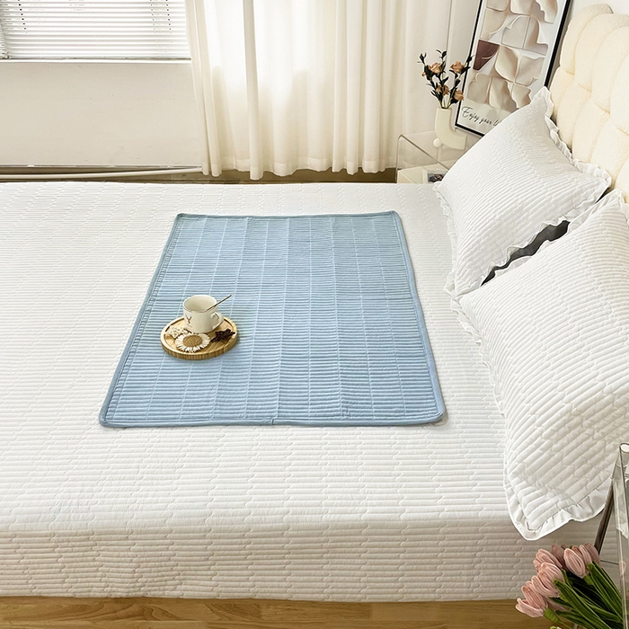 91家纺网 家纺一手货源 找家纺 拾小柒 2025新款纯色全棉色织水洗棉防水隔脏姨妈垫护理垫 浅蓝色 防水