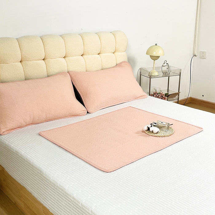 拾小柒 2025新款纯色全棉色织水洗棉防水隔脏姨妈垫护理垫 粉玉色 不防水