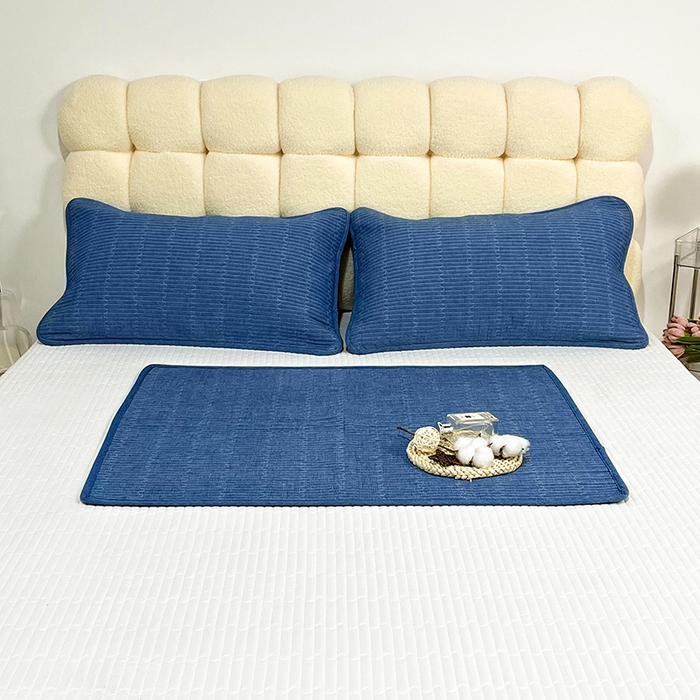 91家纺网 家纺一手货源 找家纺 拾小柒 2025新款纯色全棉色织水洗棉防水隔脏姨妈垫护理垫 牛仔蓝 不防水