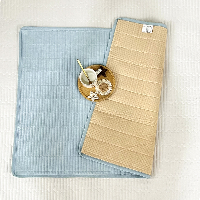 91家纺网 家纺一手货源 找家纺 拾小柒 2025新款纯色全棉色织水洗棉防水隔脏姨妈垫护理垫 浅蓝色 防水