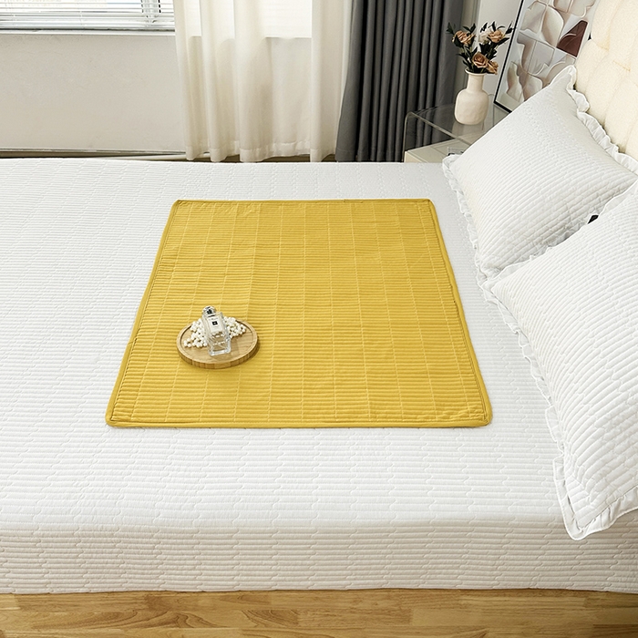 91家纺网 家纺一手货源 找家纺 拾小柒 2025新款纯色全棉色织水洗棉防水隔脏姨妈垫护理垫 姜黄色 防水