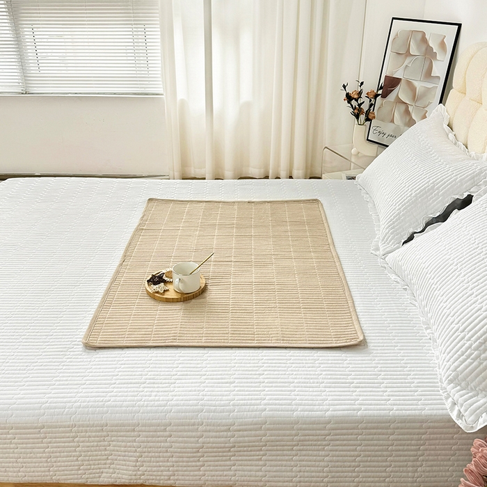 91家纺网 家纺一手货源 找家纺 拾小柒 2025新款纯色全棉色织水洗棉防水隔脏姨妈垫护理垫 卡其色 防水