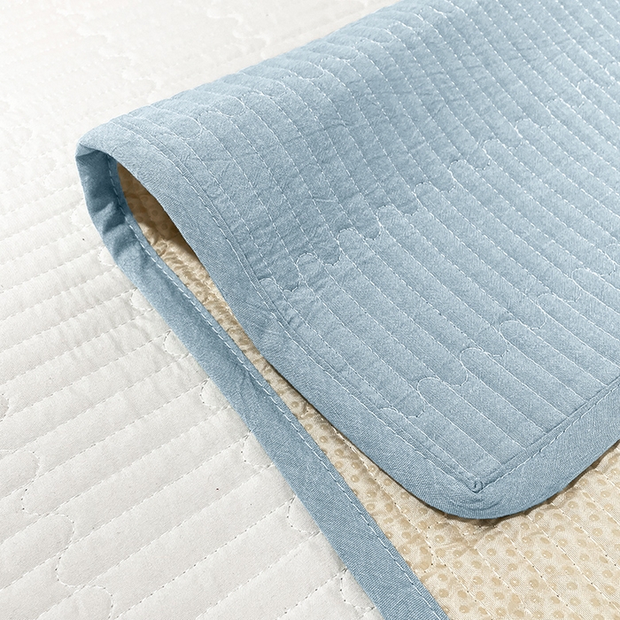 91家纺网 家纺一手货源 找家纺 拾小柒 2025新款纯色全棉色织水洗棉防水隔脏姨妈垫护理垫 浅蓝色 不防水