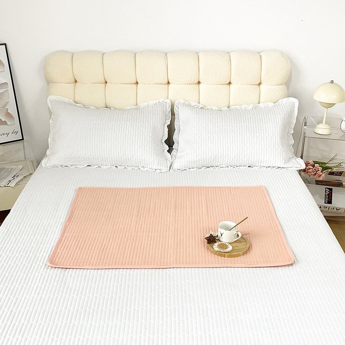 91家纺网 家纺一手货源 找家纺 拾小柒 2025新款纯色全棉色织水洗棉防水隔脏姨妈垫护理垫 粉玉色 防水