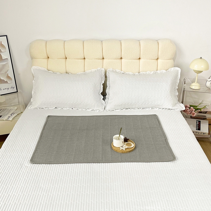 91家纺网 家纺一手货源 找家纺 拾小柒 2025新款纯色全棉色织水洗棉防水隔脏姨妈垫护理垫 青灰色 防水