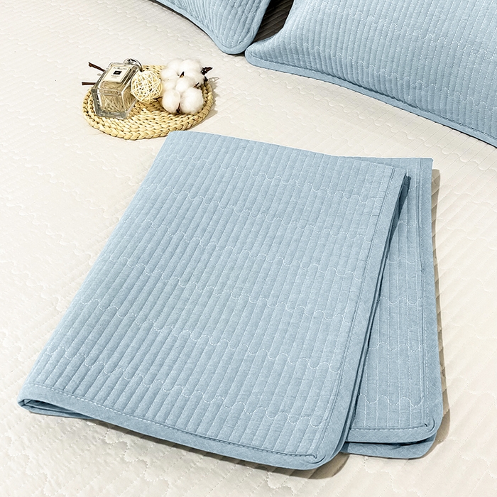 91家纺网 家纺一手货源 找家纺 拾小柒 2025新款纯色全棉色织水洗棉防水隔脏姨妈垫护理垫 浅蓝色 不防水