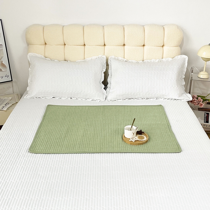 91家纺网 家纺一手货源 找家纺 拾小柒 2025新款纯色全棉色织水洗棉防水隔脏姨妈垫护理垫 浅绿色 防水