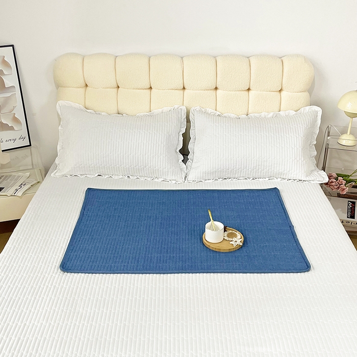 91家纺网 家纺一手货源 找家纺 拾小柒 2025新款纯色全棉色织水洗棉防水隔脏姨妈垫护理垫 牛仔蓝 防水