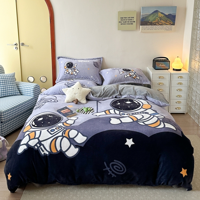 91家纺网 家纺一手货源 找家纺 （总）赛丽雅 2025年新款秋冬卡通大版牛奶绒四件套