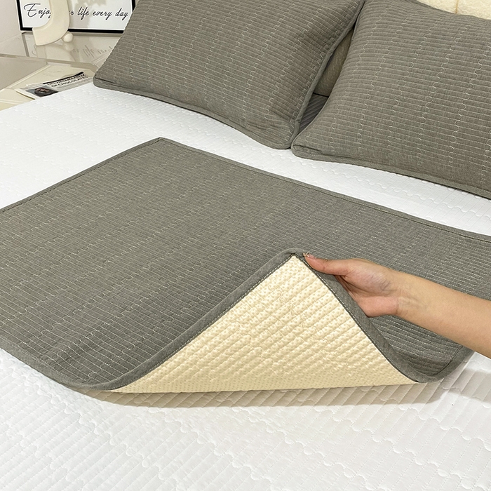 91家纺网 家纺一手货源 找家纺 拾小柒 2025新款纯色全棉色织水洗棉防水隔脏姨妈垫护理垫 青灰色 不防水