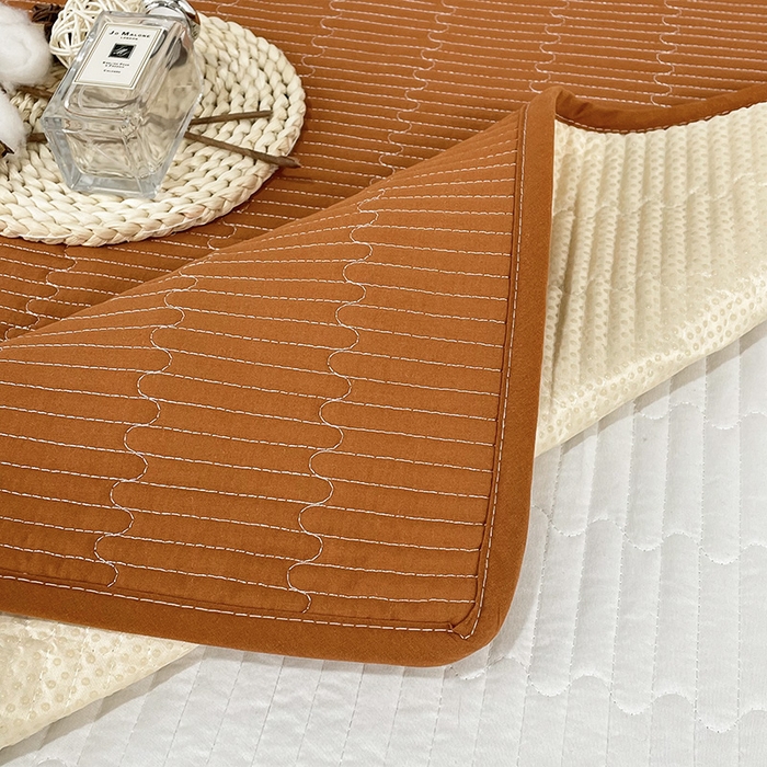 91家纺网 家纺一手货源 找家纺 拾小柒 2025新款纯色全棉色织水洗棉防水隔脏姨妈垫护理垫 焦糖色 不防水