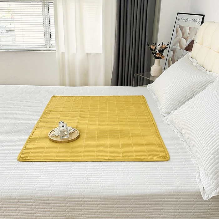 91家纺网 家纺一手货源 找家纺 拾小柒 2025新款纯色全棉色织水洗棉防水隔脏姨妈垫护理垫 姜黄色 防水