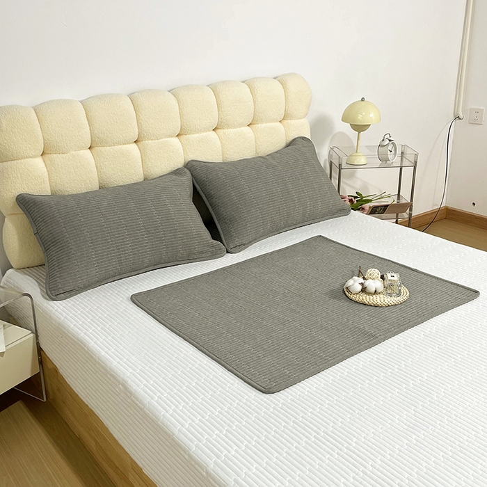 91家纺网 家纺一手货源 找家纺 拾小柒 2025新款纯色全棉色织水洗棉防水隔脏姨妈垫护理垫 青灰色 不防水