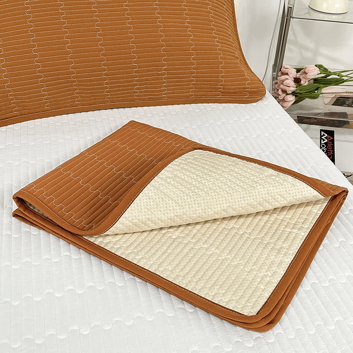 91家纺网 家纺一手货源 找家纺 拾小柒 2025新款纯色全棉色织水洗棉防水隔脏姨妈垫护理垫 焦糖色 不防水