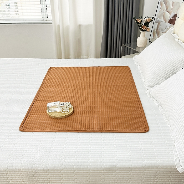 91家纺网 家纺一手货源 找家纺 拾小柒 2025新款纯色全棉色织水洗棉防水隔脏姨妈垫护理垫 焦糖色 防水