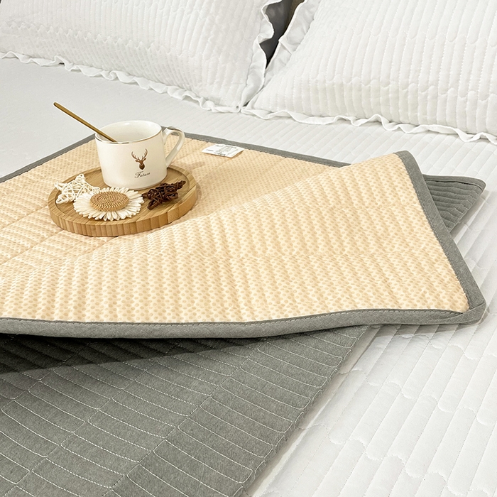 91家纺网 家纺一手货源 找家纺 拾小柒 2025新款纯色全棉色织水洗棉防水隔脏姨妈垫护理垫 青灰色 防水