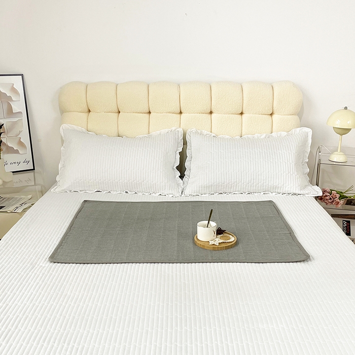 91家纺网 家纺一手货源 找家纺 拾小柒 2025新款纯色全棉色织水洗棉防水隔脏姨妈垫护理垫 青灰色 防水