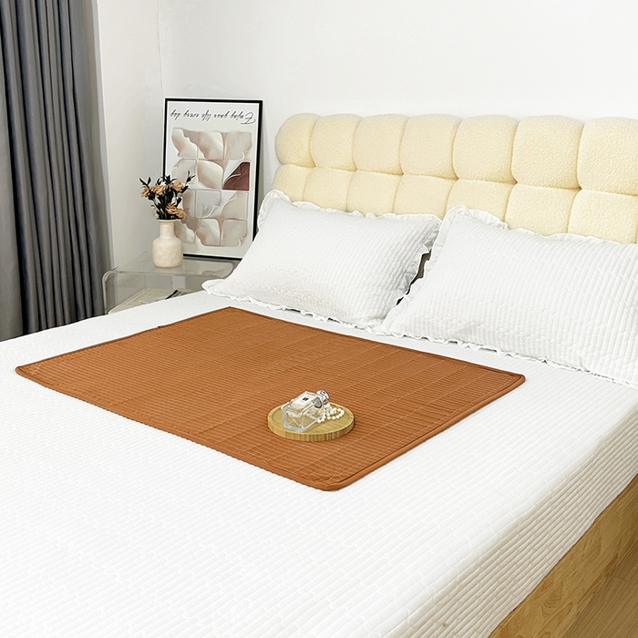 91家纺网 家纺一手货源 找家纺 拾小柒 2025新款纯色全棉色织水洗棉防水隔脏姨妈垫护理垫 焦糖色 防水