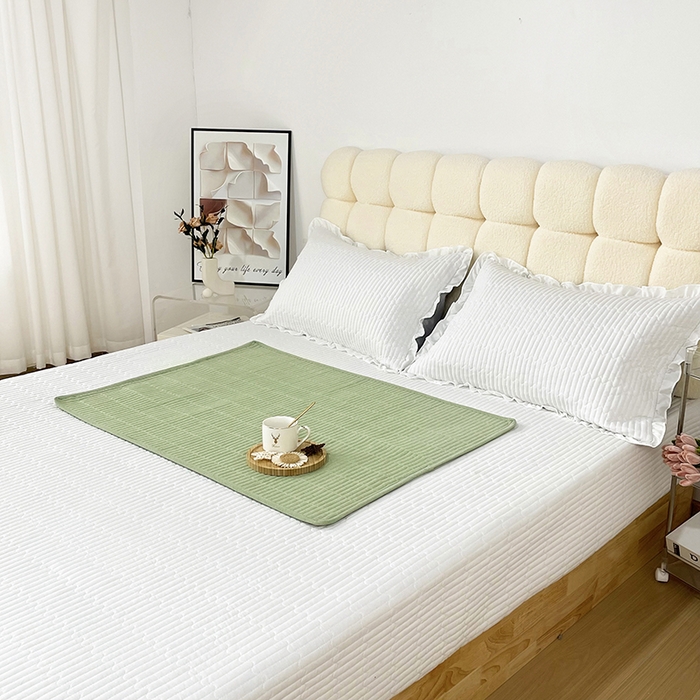 91家纺网 家纺一手货源 找家纺 拾小柒 2025新款纯色全棉色织水洗棉防水隔脏姨妈垫护理垫 浅绿色 防水