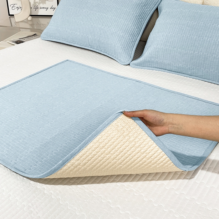 91家纺网 家纺一手货源 找家纺 拾小柒 2025新款纯色全棉色织水洗棉防水隔脏姨妈垫护理垫 浅蓝色 不防水