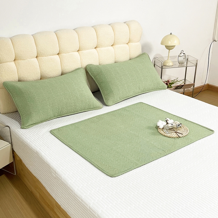 91家纺网 家纺一手货源 找家纺 拾小柒 2025新款纯色全棉色织水洗棉防水隔脏姨妈垫护理垫 浅绿色 不防水