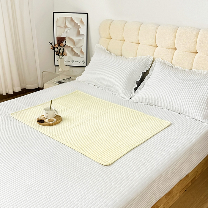 拾小柒 2025新款纯色全棉色织水洗棉防水隔脏姨妈垫护理垫 鹅黄色 防水