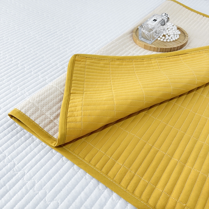 91家纺网 家纺一手货源 找家纺 拾小柒 2025新款纯色全棉色织水洗棉防水隔脏姨妈垫护理垫 姜黄色 防水