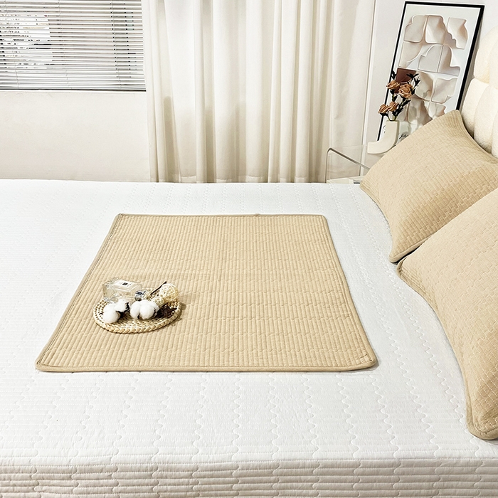 91家纺网 家纺一手货源 找家纺 拾小柒 2025新款纯色全棉色织水洗棉防水隔脏姨妈垫护理垫 卡其色 不防水