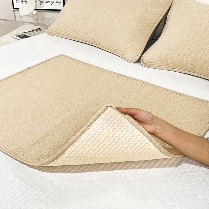 91家纺网 家纺一手货源 找家纺 拾小柒 2025新款纯色全棉色织水洗棉防水隔脏姨妈垫护理垫 卡其色 不防水