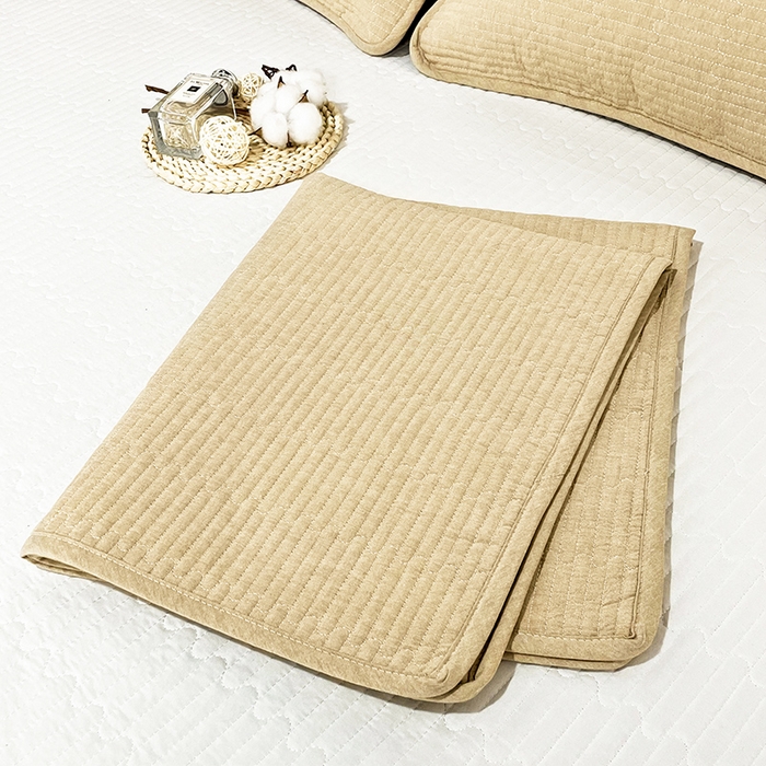 91家纺网 家纺一手货源 找家纺 拾小柒 2025新款纯色全棉色织水洗棉防水隔脏姨妈垫护理垫 卡其色 不防水