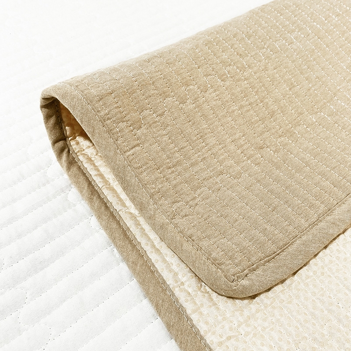 91家纺网 家纺一手货源 找家纺 拾小柒 2025新款纯色全棉色织水洗棉防水隔脏姨妈垫护理垫 卡其色 不防水