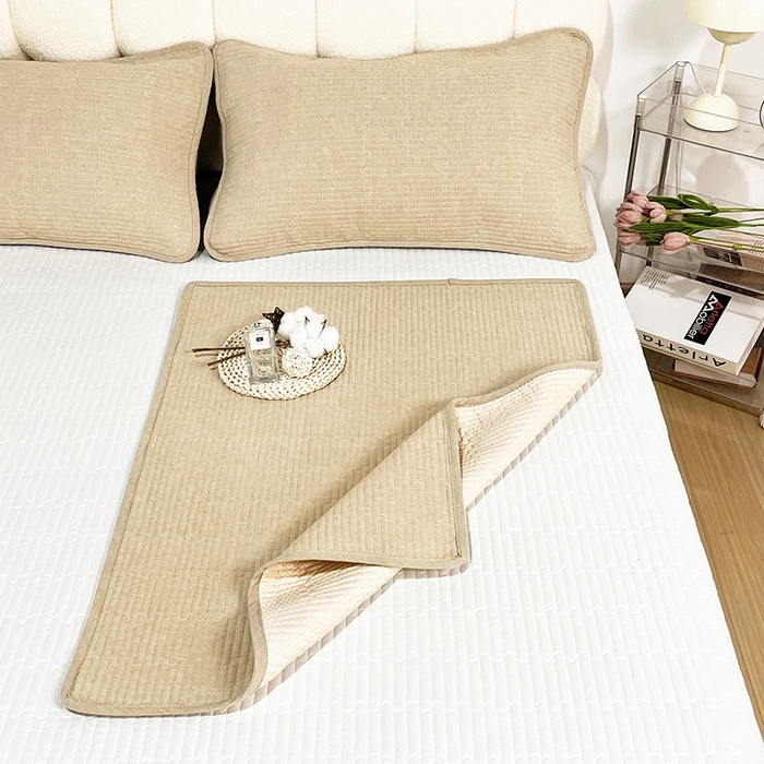 91家纺网 家纺一手货源 找家纺 拾小柒 2025新款纯色全棉色织水洗棉防水隔脏姨妈垫护理垫 卡其色 不防水