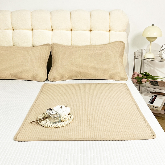 91家纺网 家纺一手货源 找家纺 拾小柒 2025新款纯色全棉色织水洗棉防水隔脏姨妈垫护理垫 卡其色 不防水