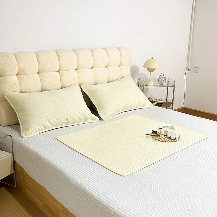 91家纺网 家纺一手货源 找家纺 拾小柒 2025新款纯色全棉色织水洗棉防水隔脏姨妈垫护理垫 鹅黄色 不防水