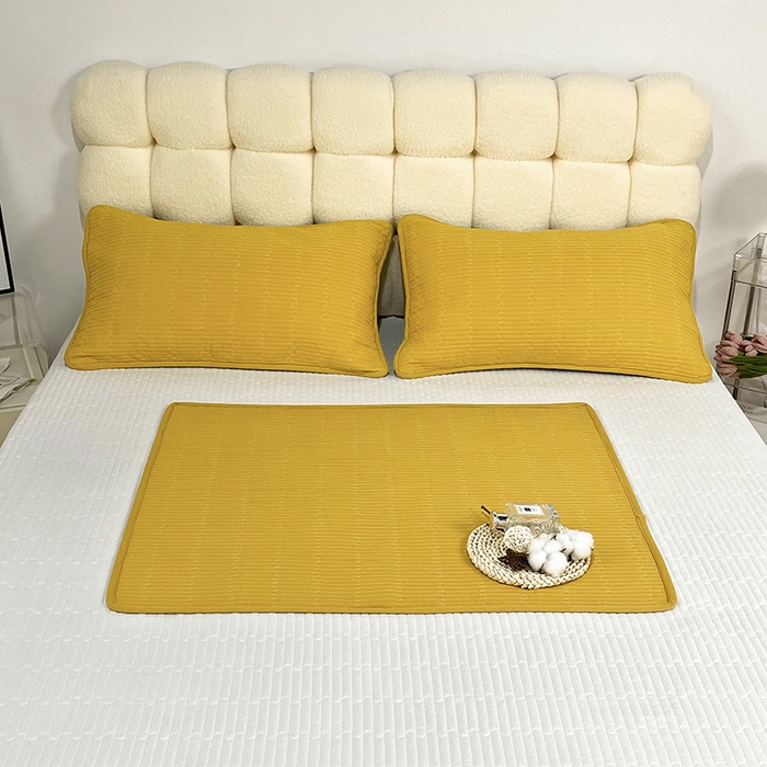 91家纺网 家纺一手货源 找家纺 拾小柒 2025新款纯色全棉色织水洗棉防水隔脏姨妈垫护理垫 姜黄色 不防水