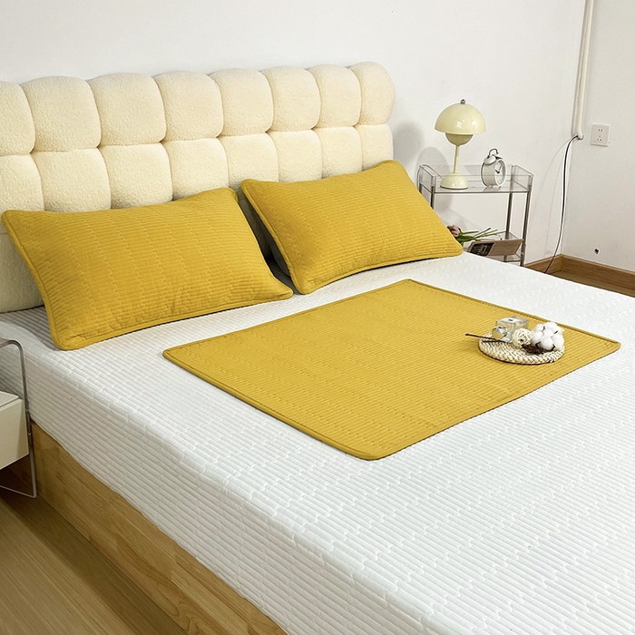 拾小柒 2025新款纯色全棉色织水洗棉防水隔脏姨妈垫护理垫 姜黄色 不防水