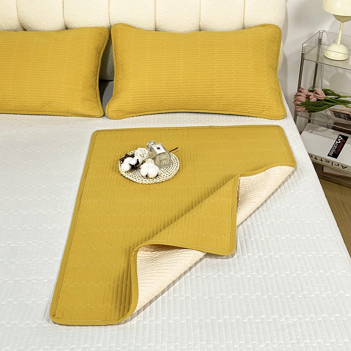 91家纺网 家纺一手货源 找家纺 拾小柒 2025新款纯色全棉色织水洗棉防水隔脏姨妈垫护理垫 姜黄色 不防水