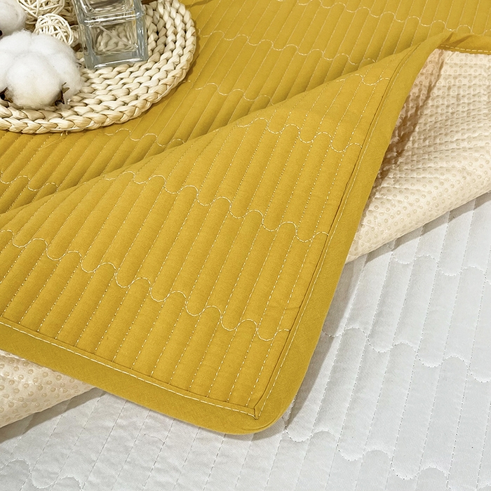 91家纺网 家纺一手货源 找家纺 拾小柒 2025新款纯色全棉色织水洗棉防水隔脏姨妈垫护理垫 姜黄色 不防水