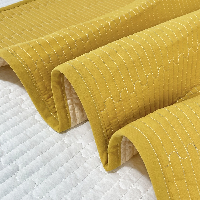 91家纺网 家纺一手货源 找家纺 拾小柒 2025新款纯色全棉色织水洗棉防水隔脏姨妈垫护理垫 姜黄色 不防水