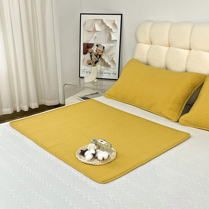 91家纺网 家纺一手货源 找家纺 拾小柒 2025新款纯色全棉色织水洗棉防水隔脏姨妈垫护理垫 姜黄色 不防水