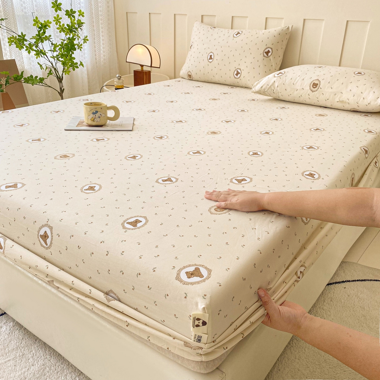 91家纺网 家纺一手货源 找家纺 （总）金泰莱 2025新款木棉双层纱印花床笠